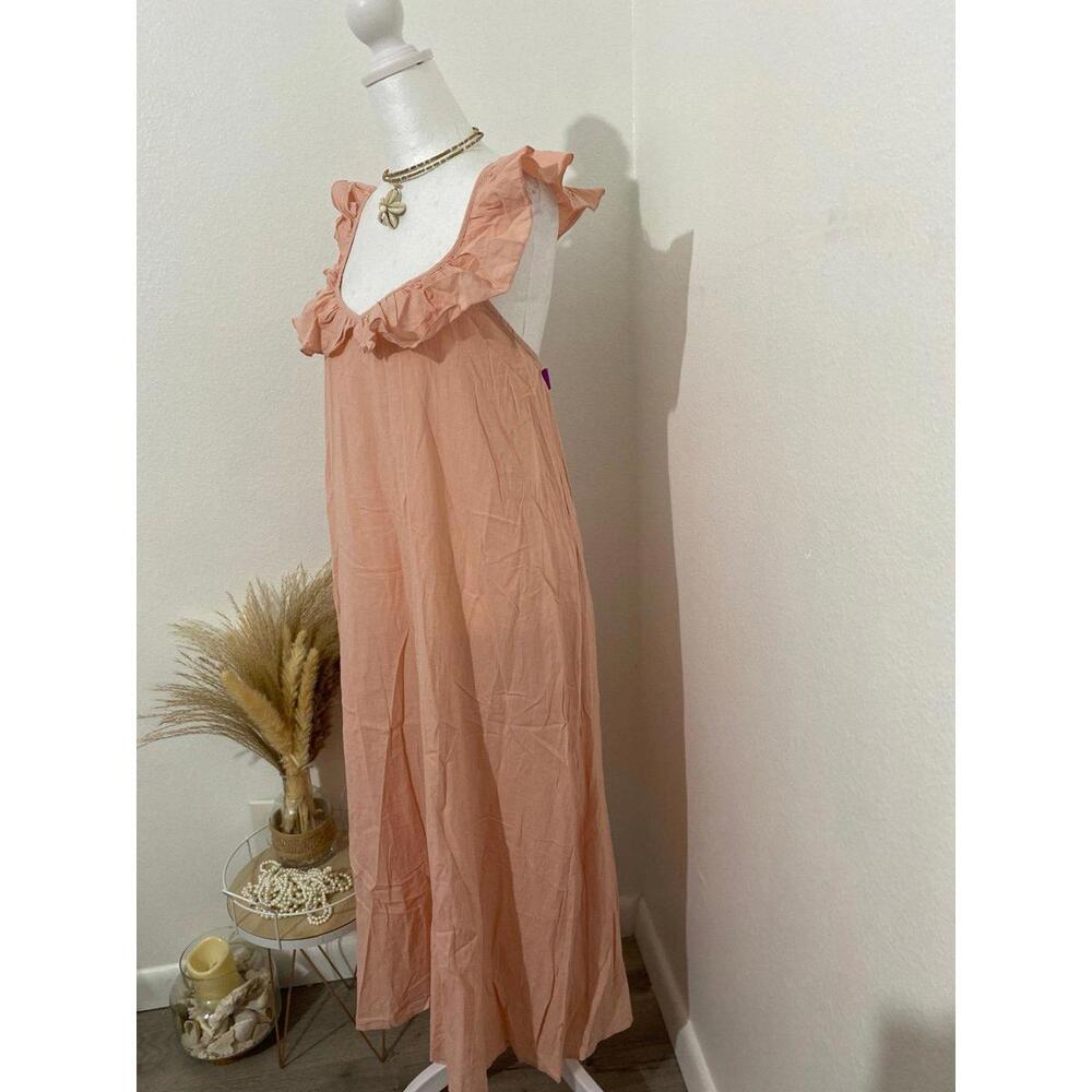 Ruffle Maxi Dress in Soft Pink -Medium-New (0043)